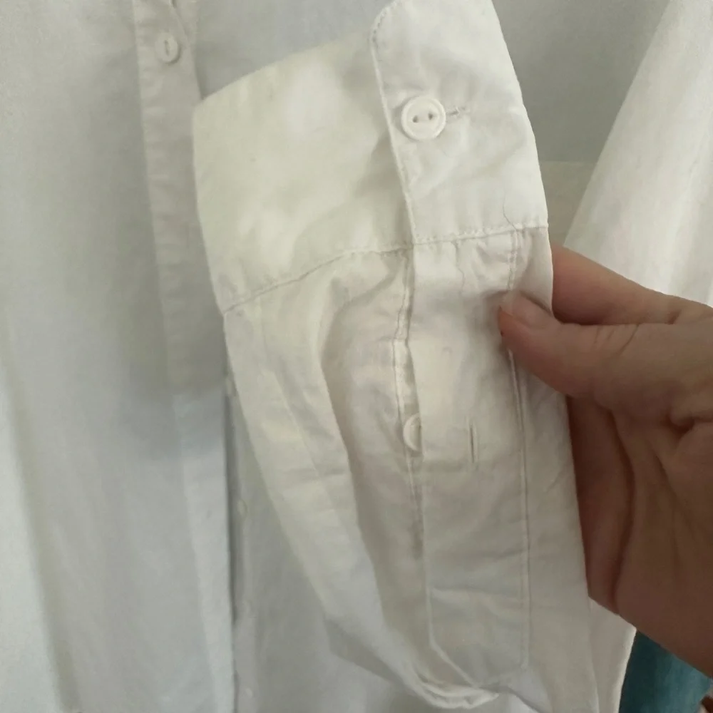 White cotton button up Top - Picture 7 of 8